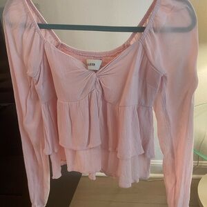 Pink Ruffle Women's Top Hollister